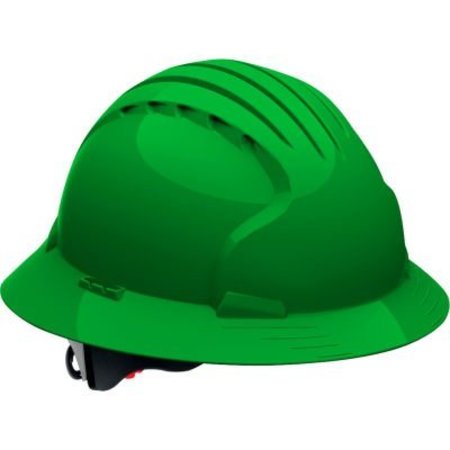 PIP Evolution Deluxe 6161 Full Brim Hard Hat HDPE Shell, 6-Pt Polyester Suspension, Ratchet Adj., Green 280-EV6161-30